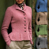 Vintage Cotton-Blend Cardigan Single Breasted Coat-Three Colors