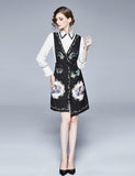 Long Sleeve Shirt + Floral Print Vest Dress