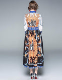 Palace Vintage Printed Pleated Long Skirt Dress