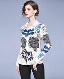 Fashion Lapel Print Long Sleeve Single-Breasted Shirt