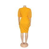 Plus Size Solid Color Midi Dress M-XL