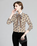 Elegant Fashion Lapel Print Long Sleeve Shirt