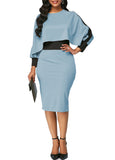 Plus Size Contrasting Color Slim Midi Dress S-5XL