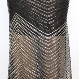 Color-block High-stretch Beaded Long Sleeve Maxi Dress L-XXL