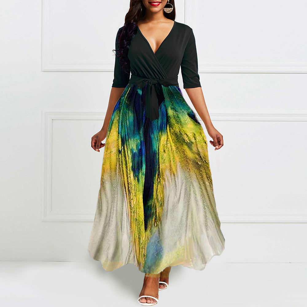 Fashion Plus Size Print Maxi Dress