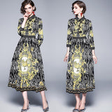 Royal Court Floral Print Pleated Dress