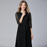 Black Lace Retro Plus Size Midi Dress