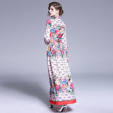 Floral Print Long Sleeve Retro Maxi Dress