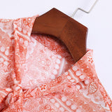 Contrast Printed Bow-tie Chiffon Cozy Shirt