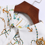 Vintage Chain Print Loose Long Sleeve Top Chiffon Shirt
