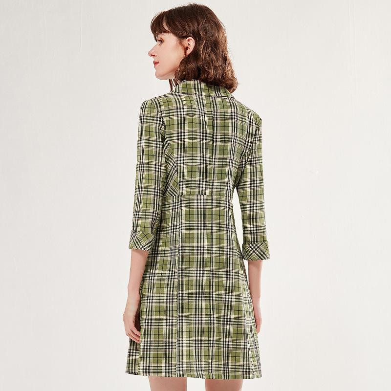 Cropped Double-Breasted Plaid Dress