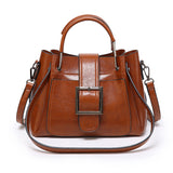 Retro Style Oil Wax Leather Shoulder Bag Handbag