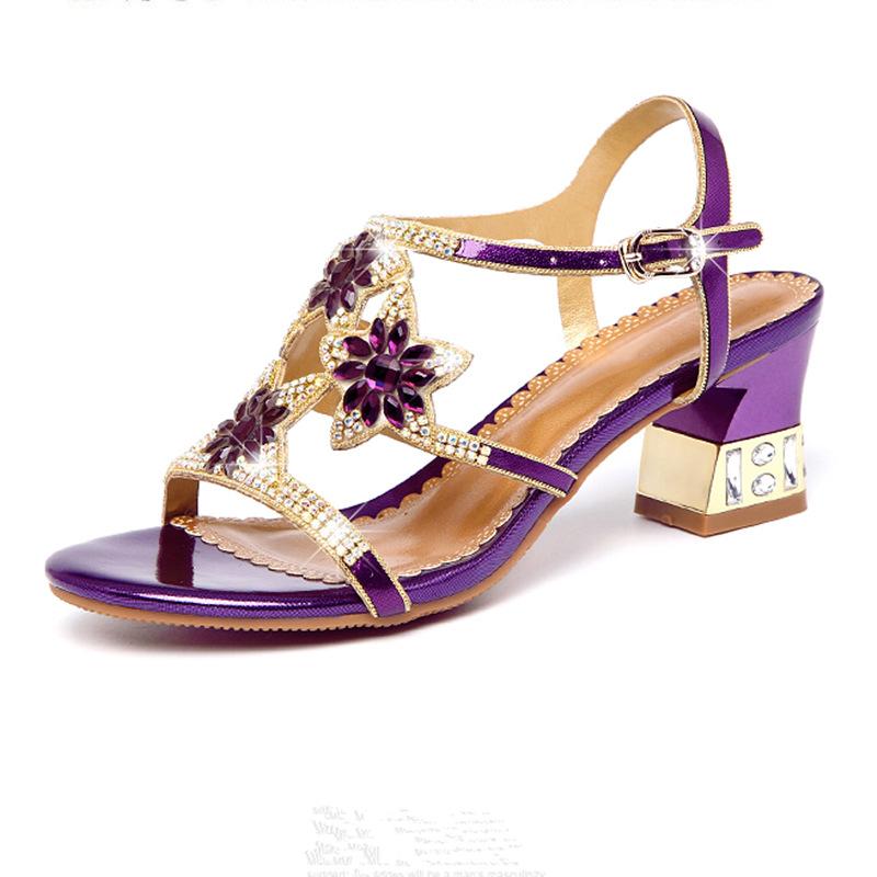 Gretchen Rhinestone Sandals-Purple