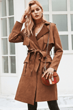 Camel Suede Lace Up Trench Coats