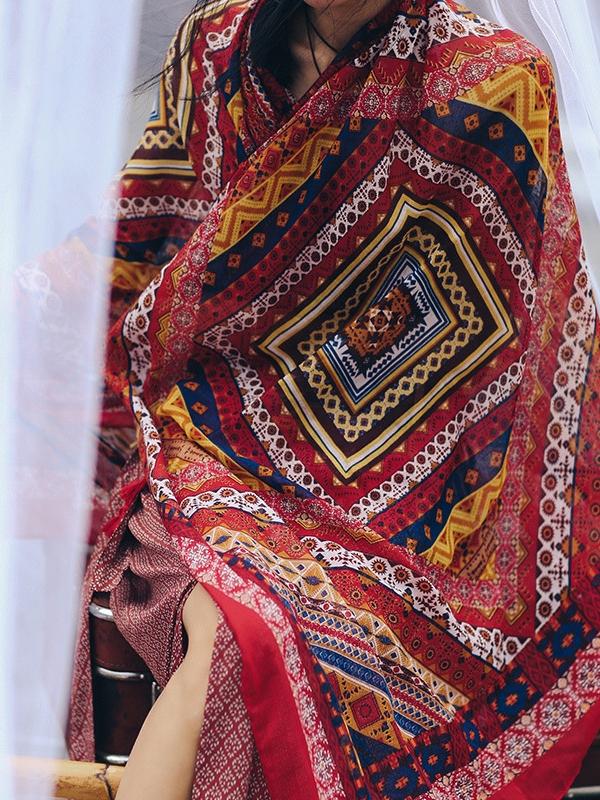 Bohemian color Asian cotton shawl