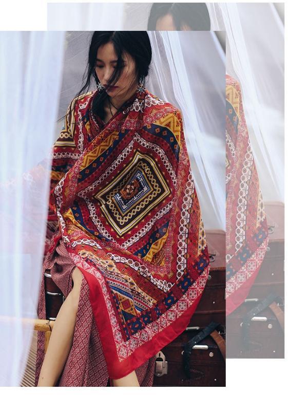 Bohemian color Asian cotton shawl