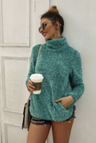 Autumn High-collar Solid Color Fuzzy Sweaters-3color