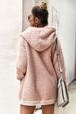 Pink Autumn Hooded fur coat cardigan