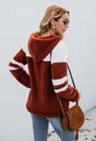 Splicing Tether Plush Hoodie Fuzzy Sweaters-2color