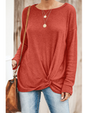 Round Neck Knotted Knit Top-4color