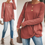 Round Neck Knotted Knit Top-4color