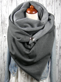 Gray Casual Solid Cotton Scarves