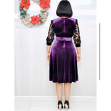 Velvet Lace Half Sleeve Plus Size Dress