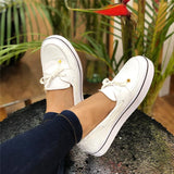Casual Flat Plus Size Women Sneakers Suede Bow