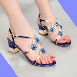 Gretchen Rhinestone Sandals-Blue