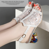 Gwen Lace Sandals-Silver