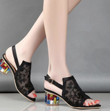 Gwen Lace Sandals-Black