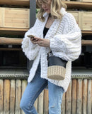 Thick Wool Hand-mand Lazy Knit Cardigan Coat-5color