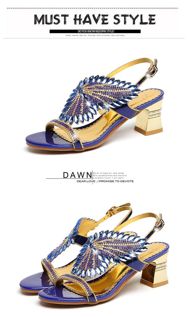 Gwen Rhinestone Sandals-Blue