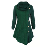Solid color irregular knitted sweater-4color