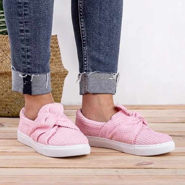 Casual Solid Color Bow Flat Loafers