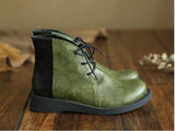 Cowhide handmade lace-up Martin boots_green