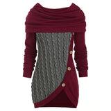 Button Irregular Knitted Sweater-3color