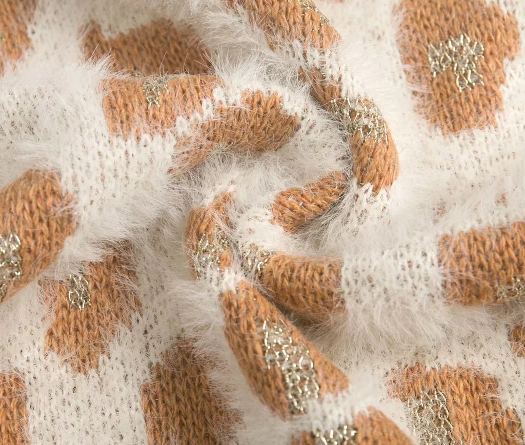 V-neck Single-breasted Leopard Knit Cardigan