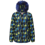 Checkered Fur Collar Down Jacket-5color