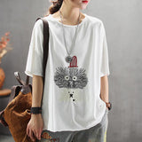 Cute Embroidery Half Sleeve Women T-Shirt