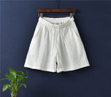 Cotton Linen Shorts Wide Leg Pants