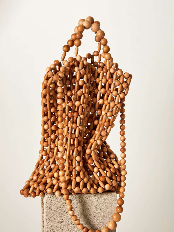Natural Wooden Beads Hand-woven Handbag