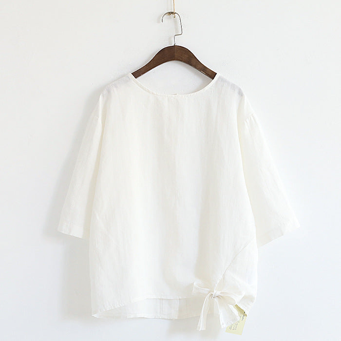 Retro Buttons Summer Cotton Linen Shirt