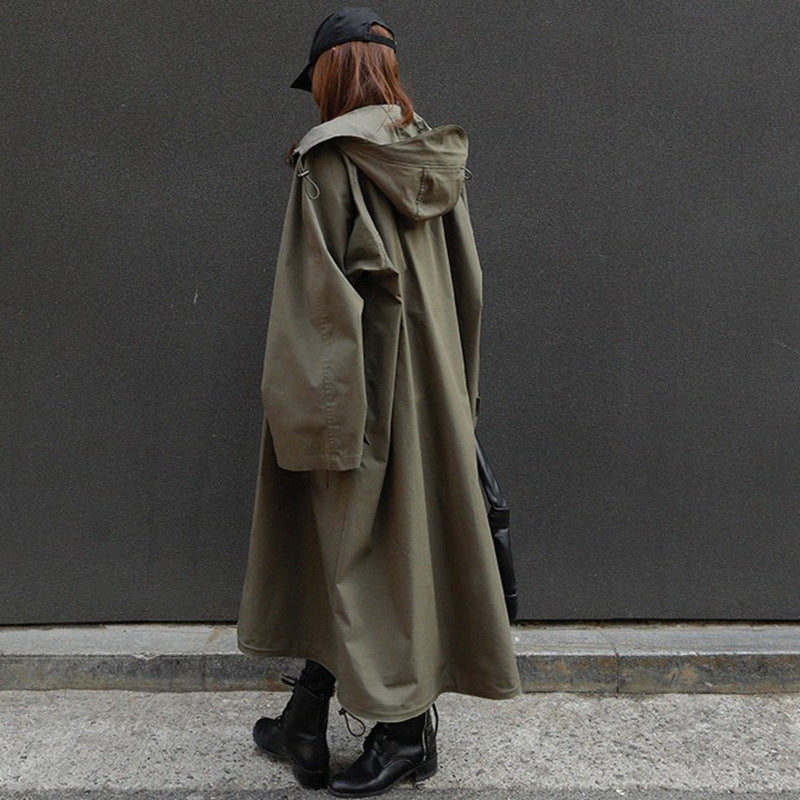 Hooded Army Green Loose Large Size Fashion Casual Coat