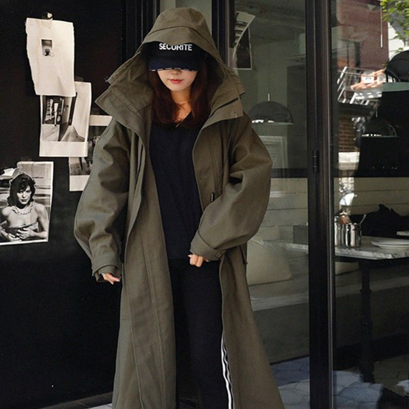 Hooded Army Green Loose Large Size Fashion Casual Coat