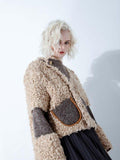 Fashion fur patchwork Pu leather short coats