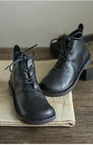 Cowhide vintage lace-up soft Martin boots_black