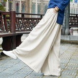 Literature Beige Baggy Linen Plus Size Yoga Pants