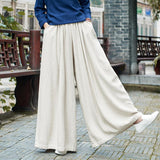 Literature Beige Baggy Linen Plus Size Yoga Pants