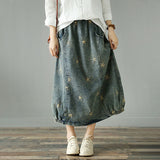 Vintage Denim Pockets Women Skirt